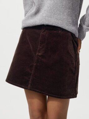 Uniqlo Corduroy Mini Skirt in Dark Brown